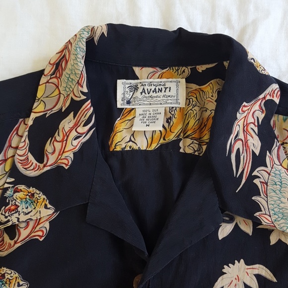 Avanti Original 100% Silk Hawaiian Shirt Medium - Picture 5 of 8